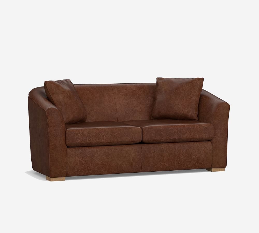 Bodega Leather Loveseat 70.5", Polyester Wrapped Cushions, Nubuck Graystone - Image 0