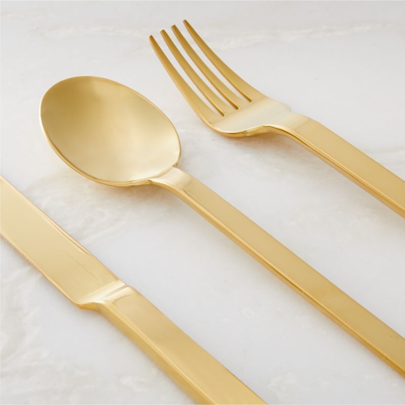 Mepra Stile 5-Piece Polished Gold Flatware Set - Image 1