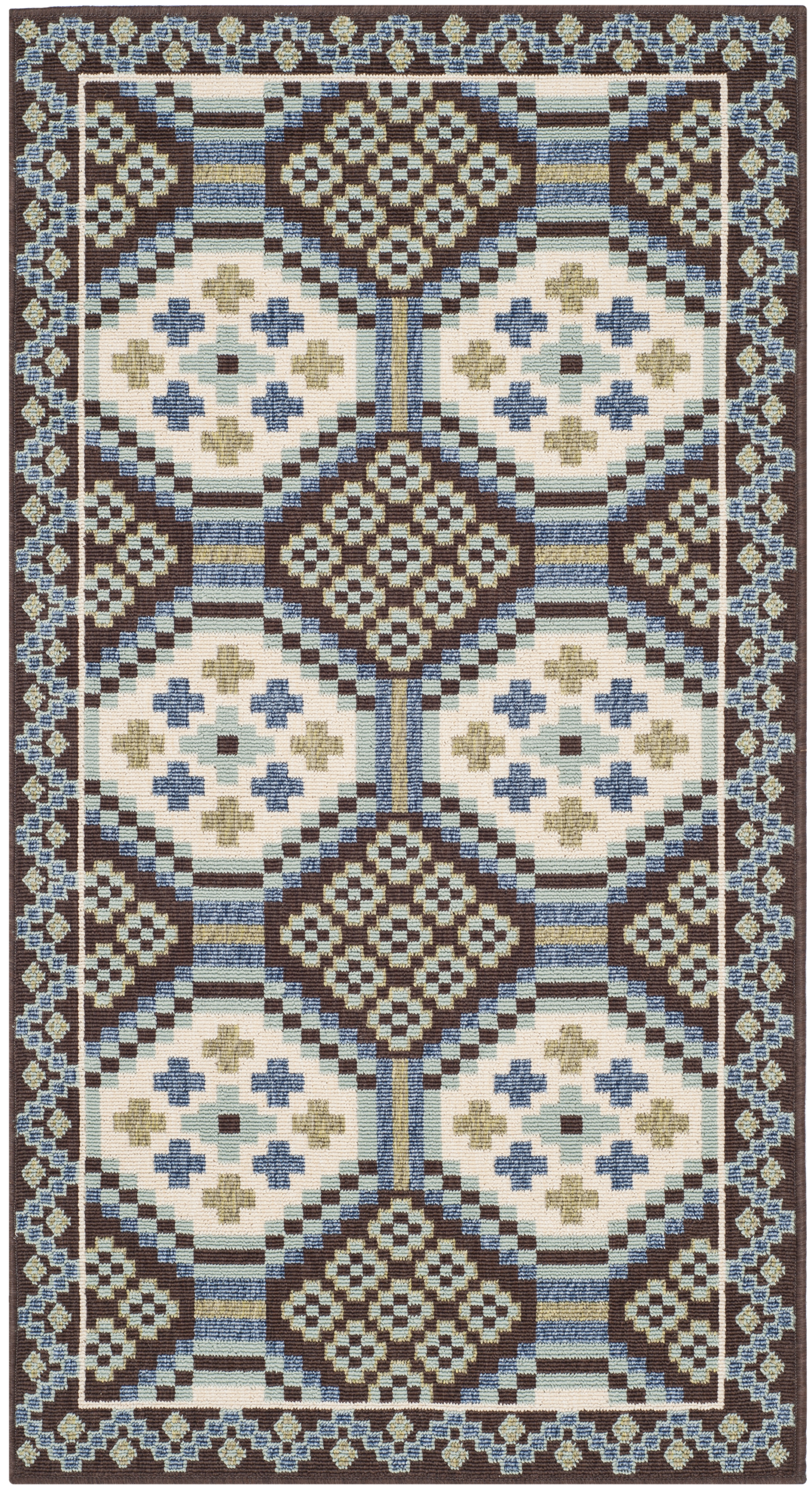 Arlo Home Indoor/Outdoor Woven Area Rug, VER100-0652, Blue/Chocolate,  2' 7" X 5' - Image 0