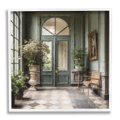 Green French Architecture Framed On Wood by Riley B Print - Image 0