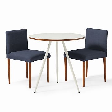Wren Bistro Table + 2 Ellis Chairs Set, White/Indigo - Image 0