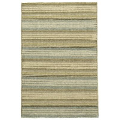 Striped Hand Flatweave Green/Beige Area Rug - Image 0