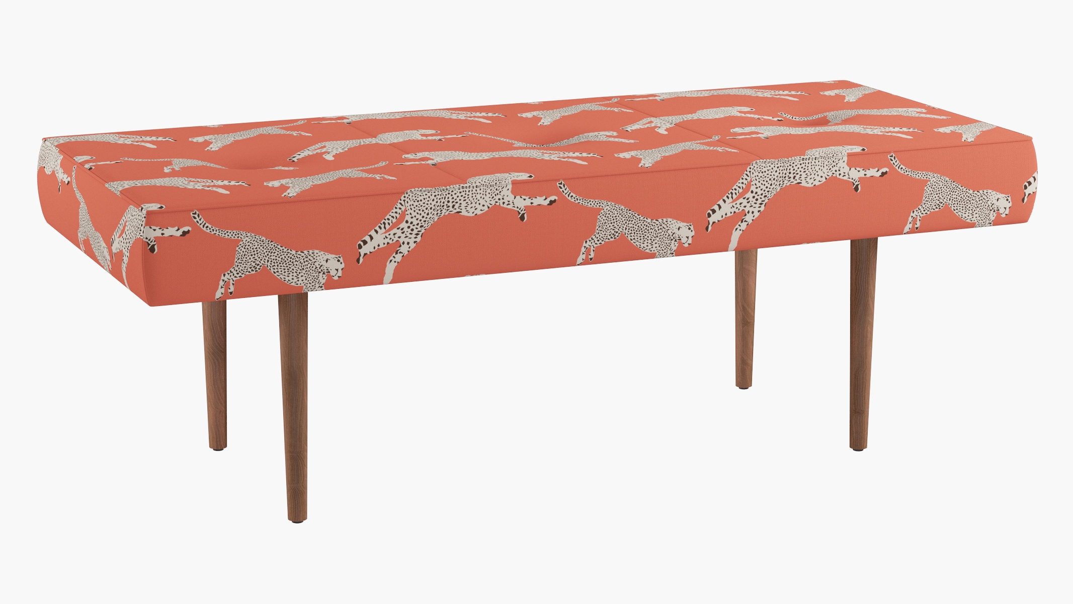 Mid-Century Bench, Henna Cheetah, Espresso - Image 1