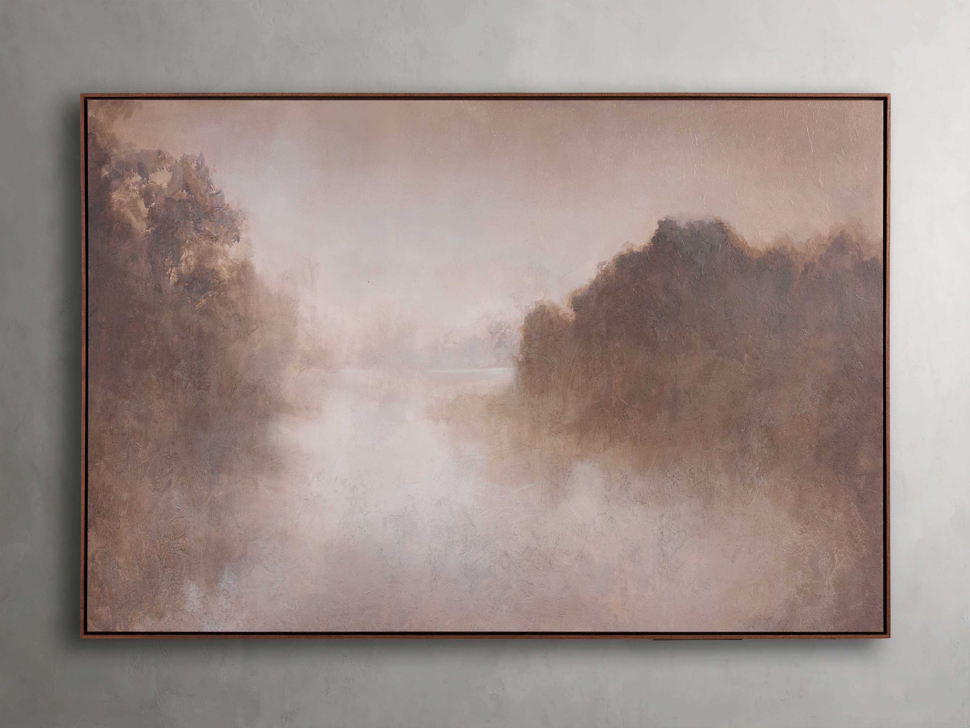 Misty Lake Framed Print in Wood 73" X 49" Brown - Image 0