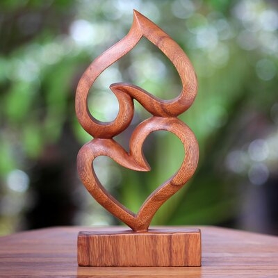 Danwood Upside Down Love Suar Wood Heart Sculpture - Image 0