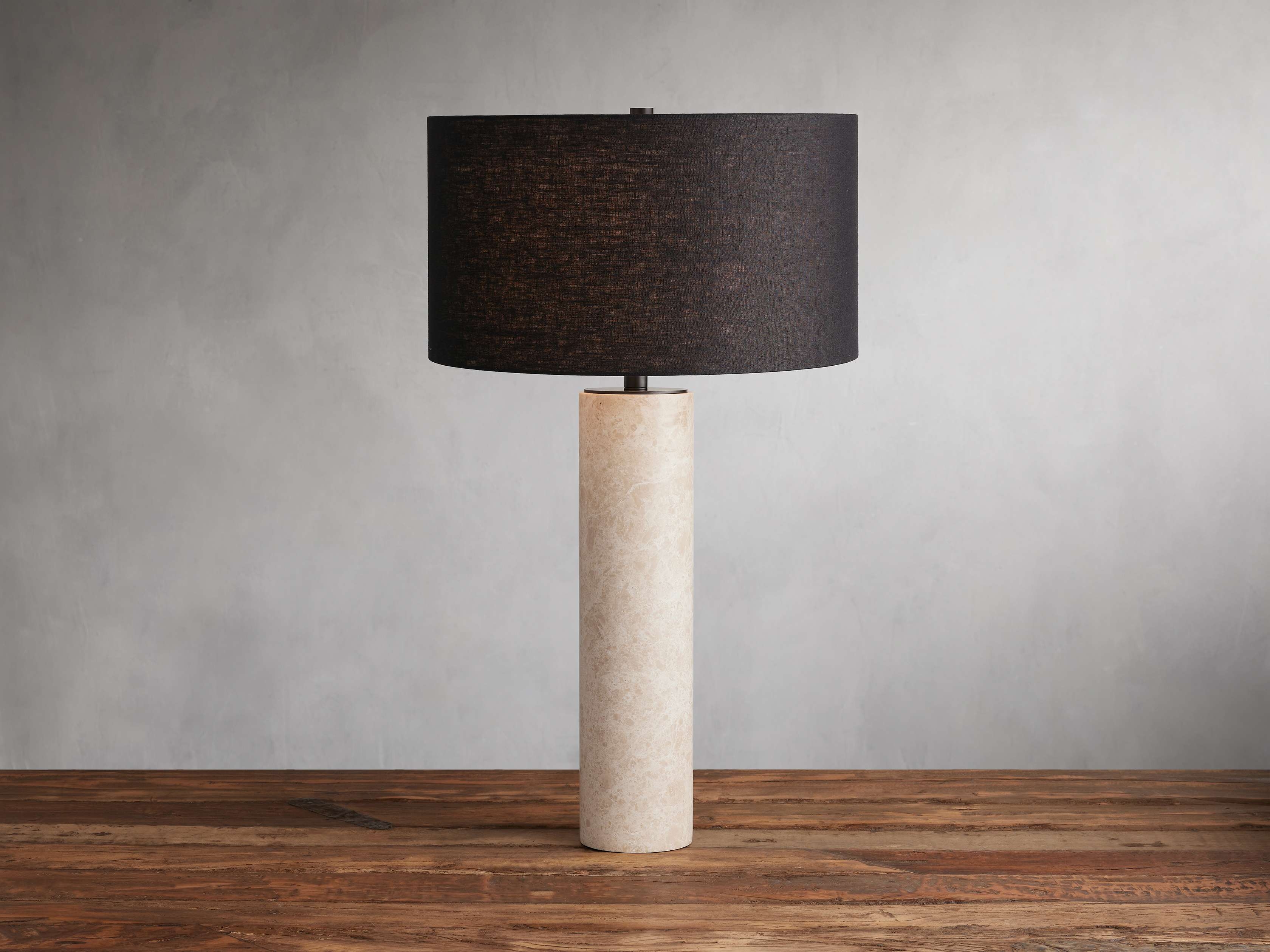 Brixton Table Lamp in Stone 31" White  Cream Marble/Black - Image 0