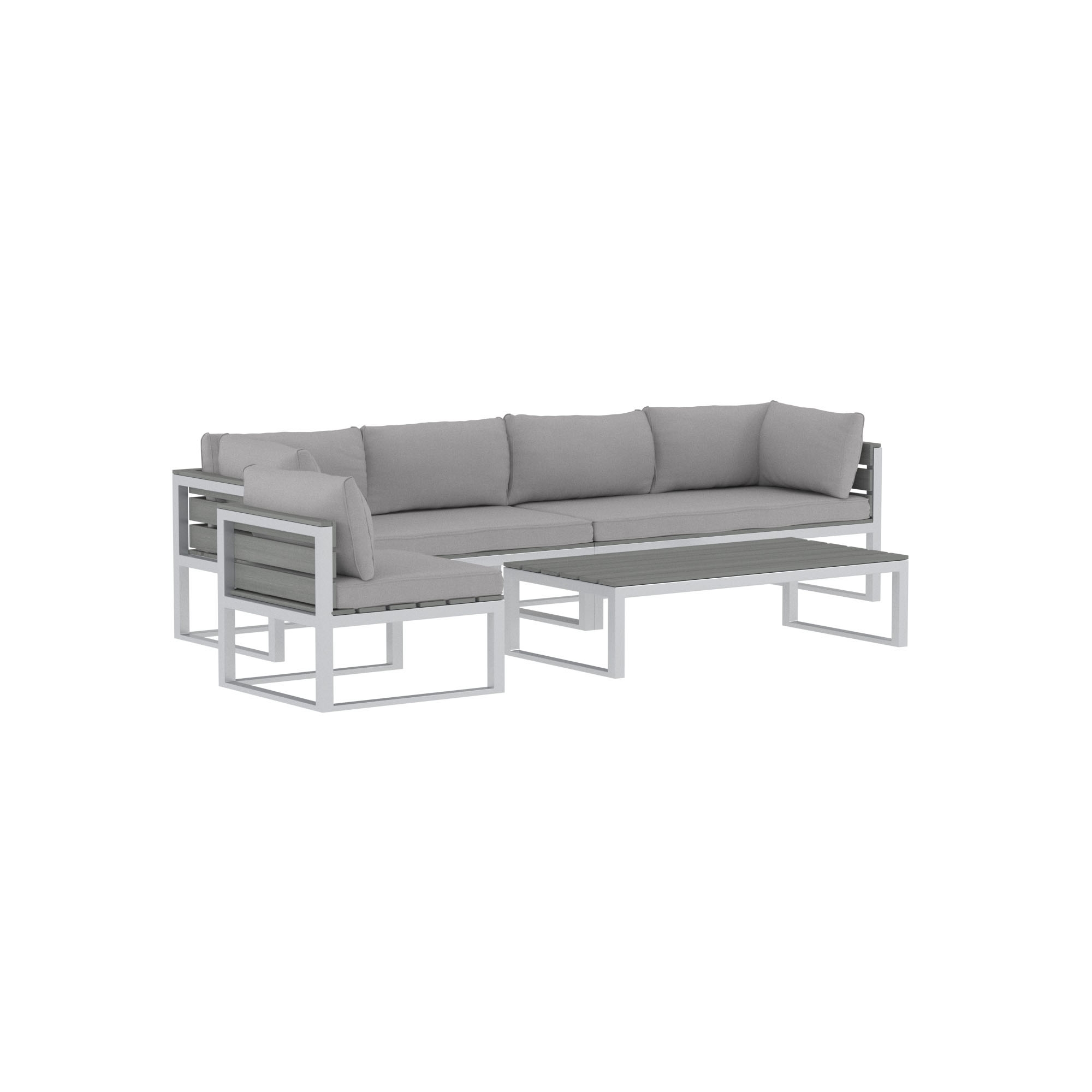 4-Piece Aluminum Outdoor Patio Conversation Set with Cushions - Grey - Image 0