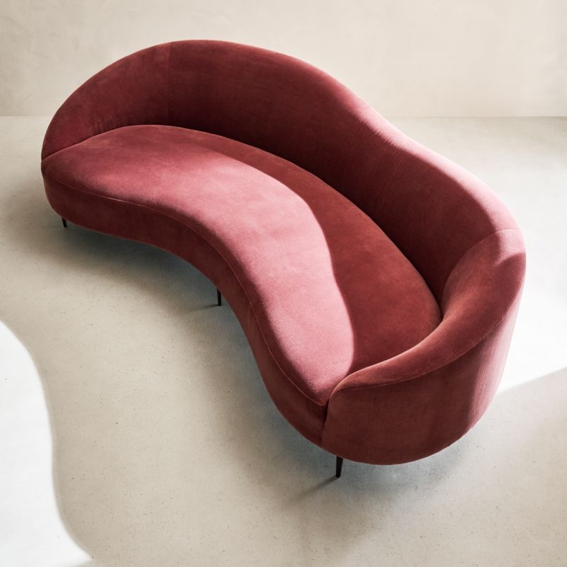Curvo 96.5" Rose Velvet Sofa by goop - Image 2