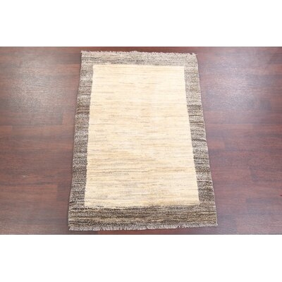 One-of-a-Kind Hopwood Hand-Knotted New Age Beige/Brown 3'6" x 5' Wool Area Rug - Image 0