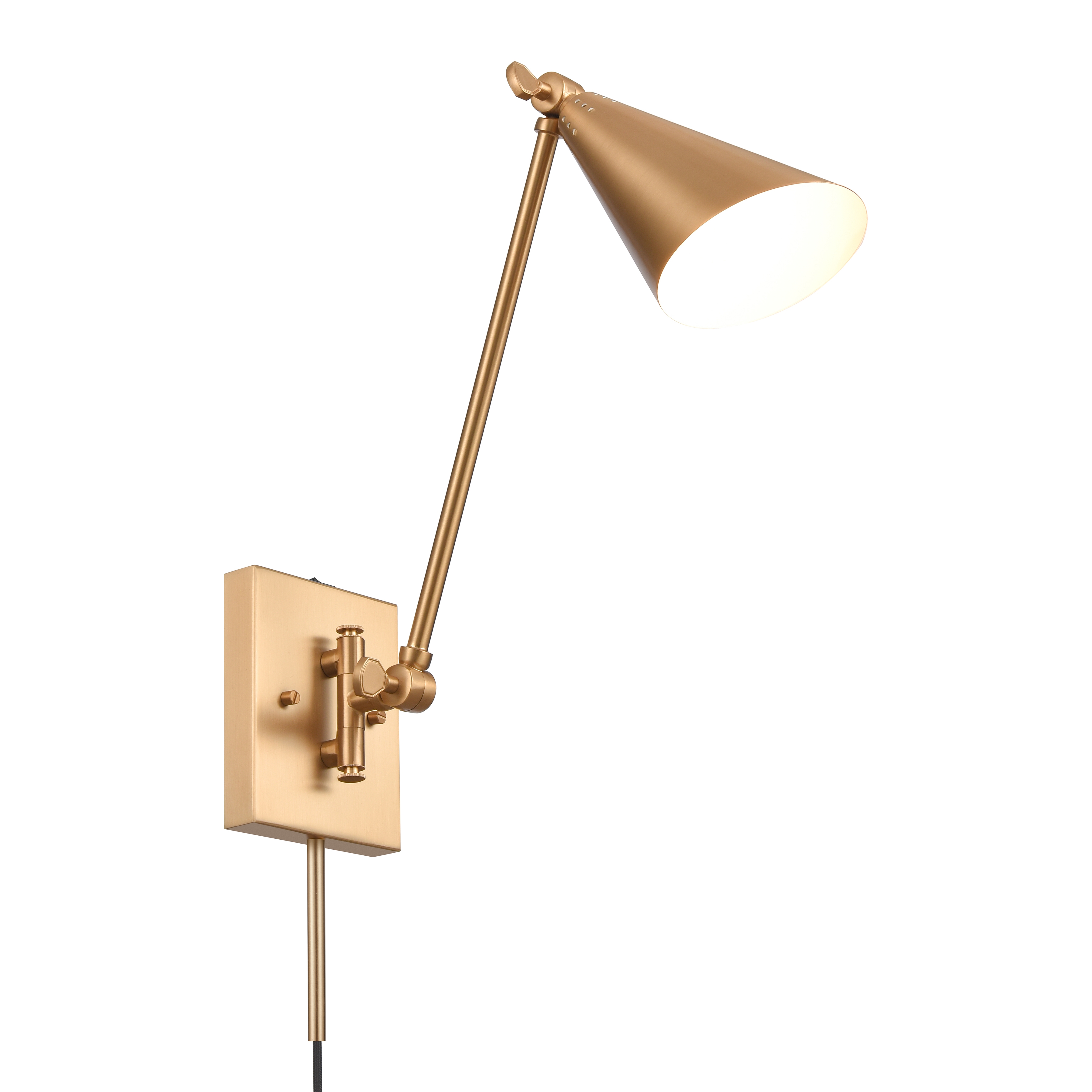 Whitmire 10.5'' High 1-Light Plug-In/Hardwire Sconce - Brushed Gold - Image 4
