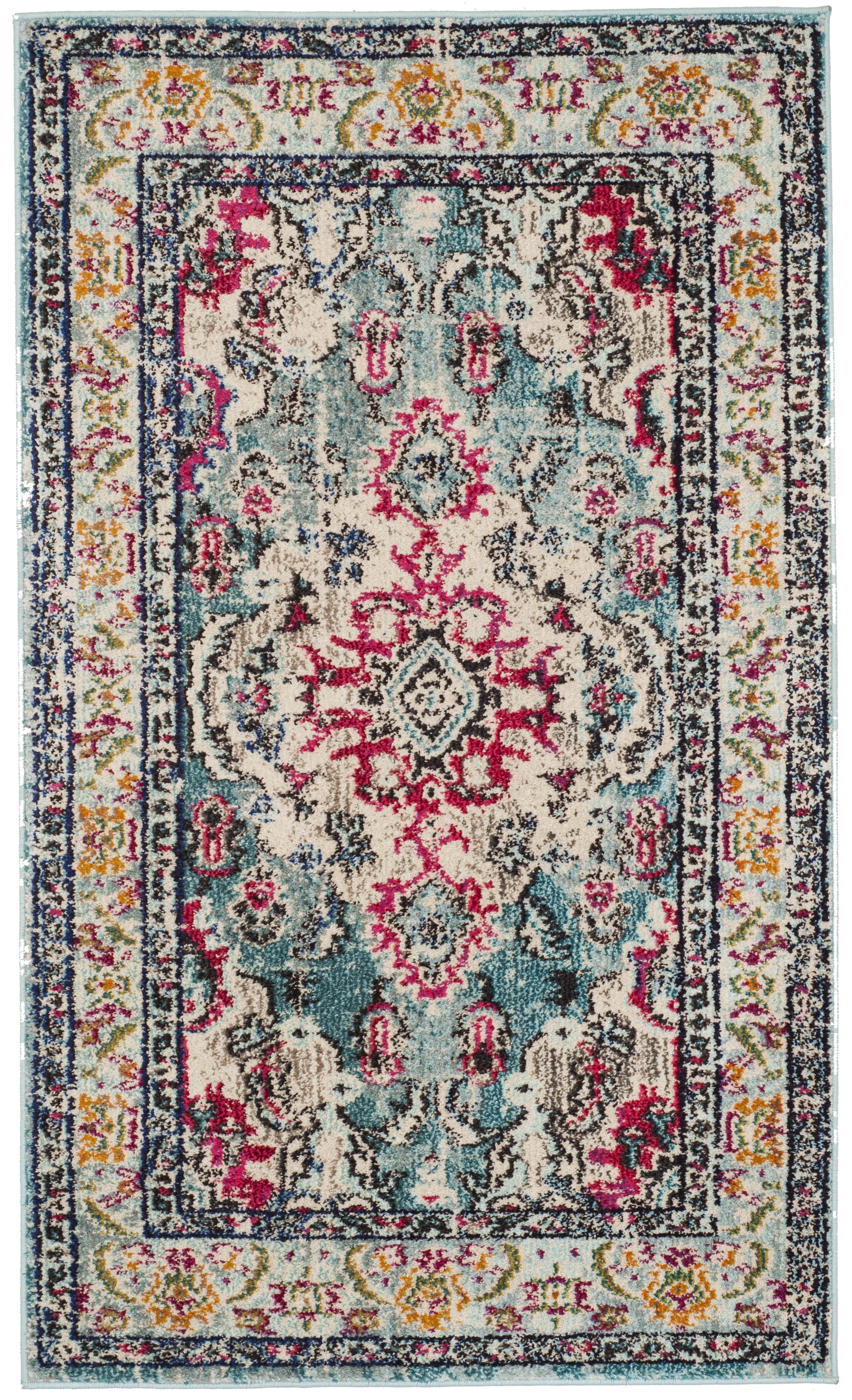 Arlo Home Woven Area Rug, MNC243J, Light Blue/Fuchsia,  3' X 5' - Image 0