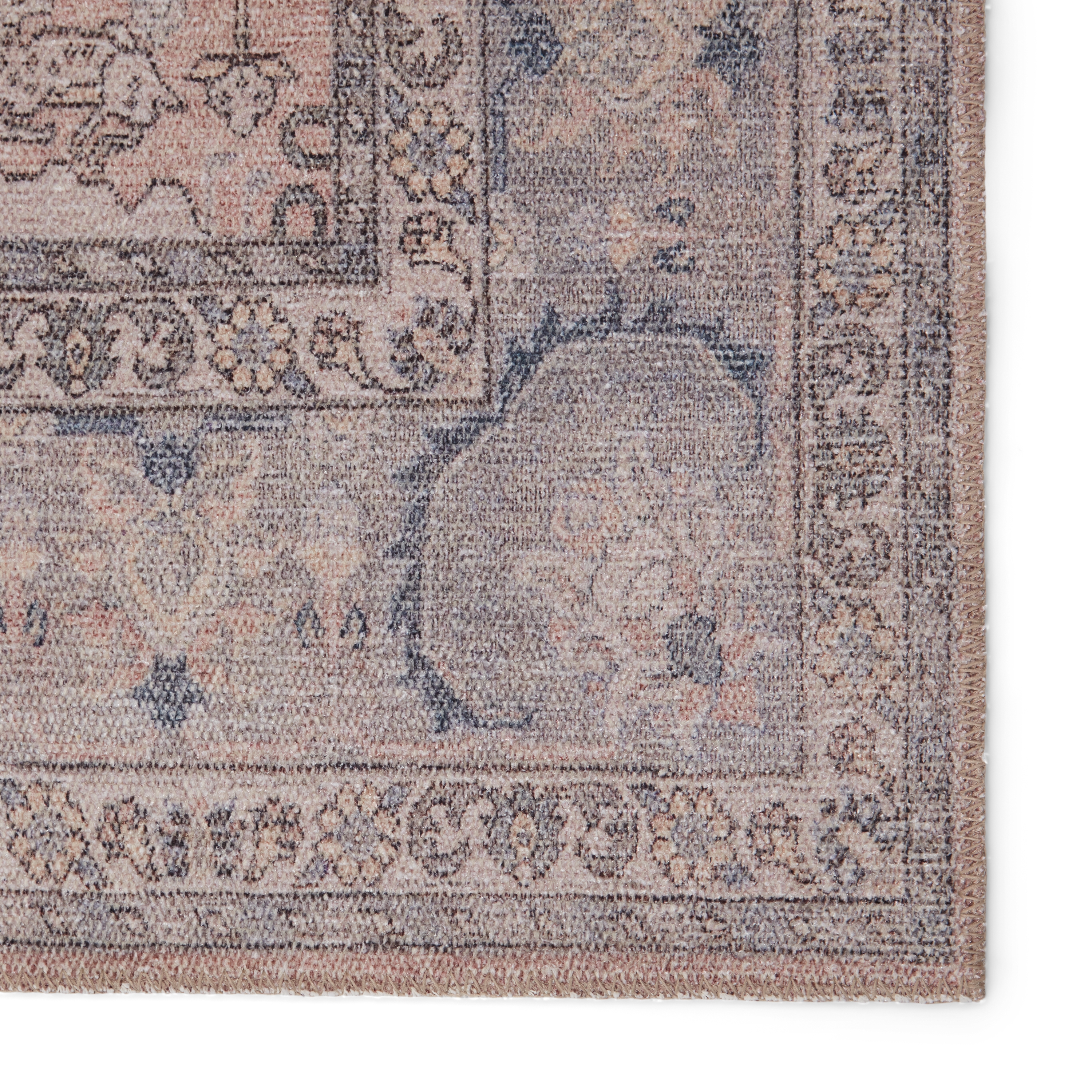 Kadin Medallion Pink/ Blue Runner Rug (2'6"X7'6") - Image 3