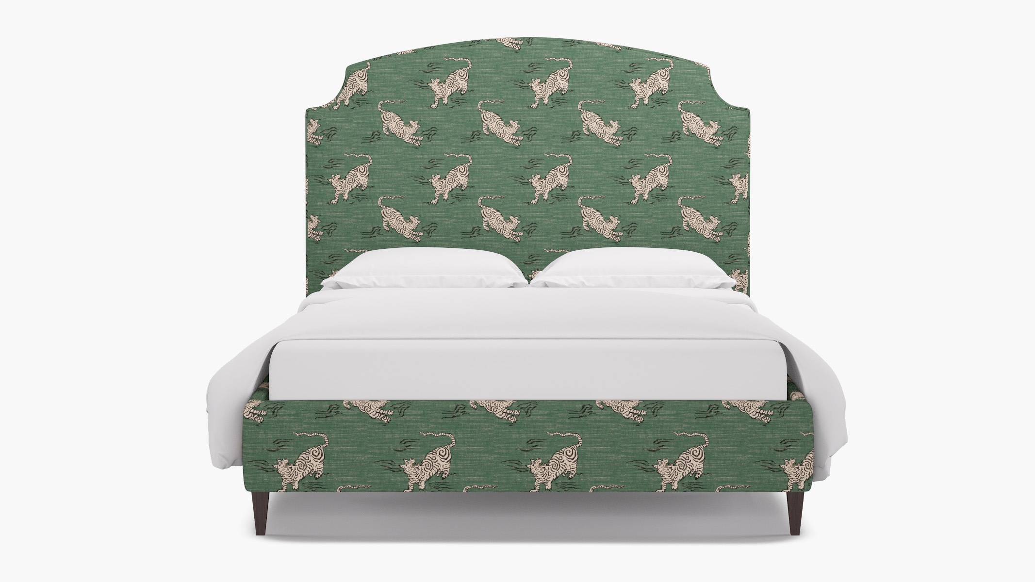 Cove Bed, Emerald Tigresse, Espresso Square Tapered Leg, King - Image 0