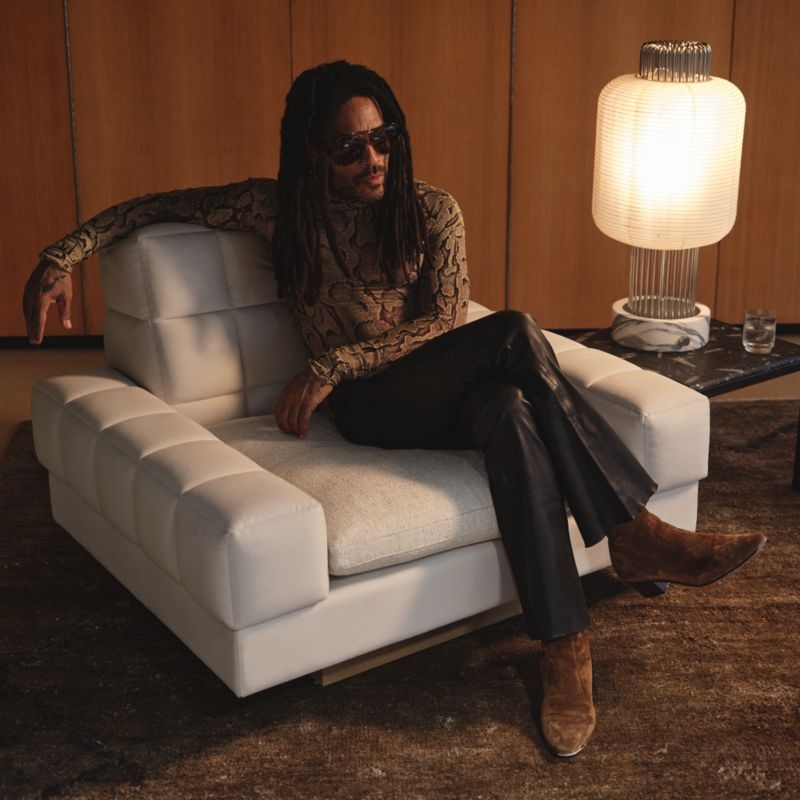 Kanan Natural Quilted Dual Fabric Accent Chair by Kravitz Design - Image 6