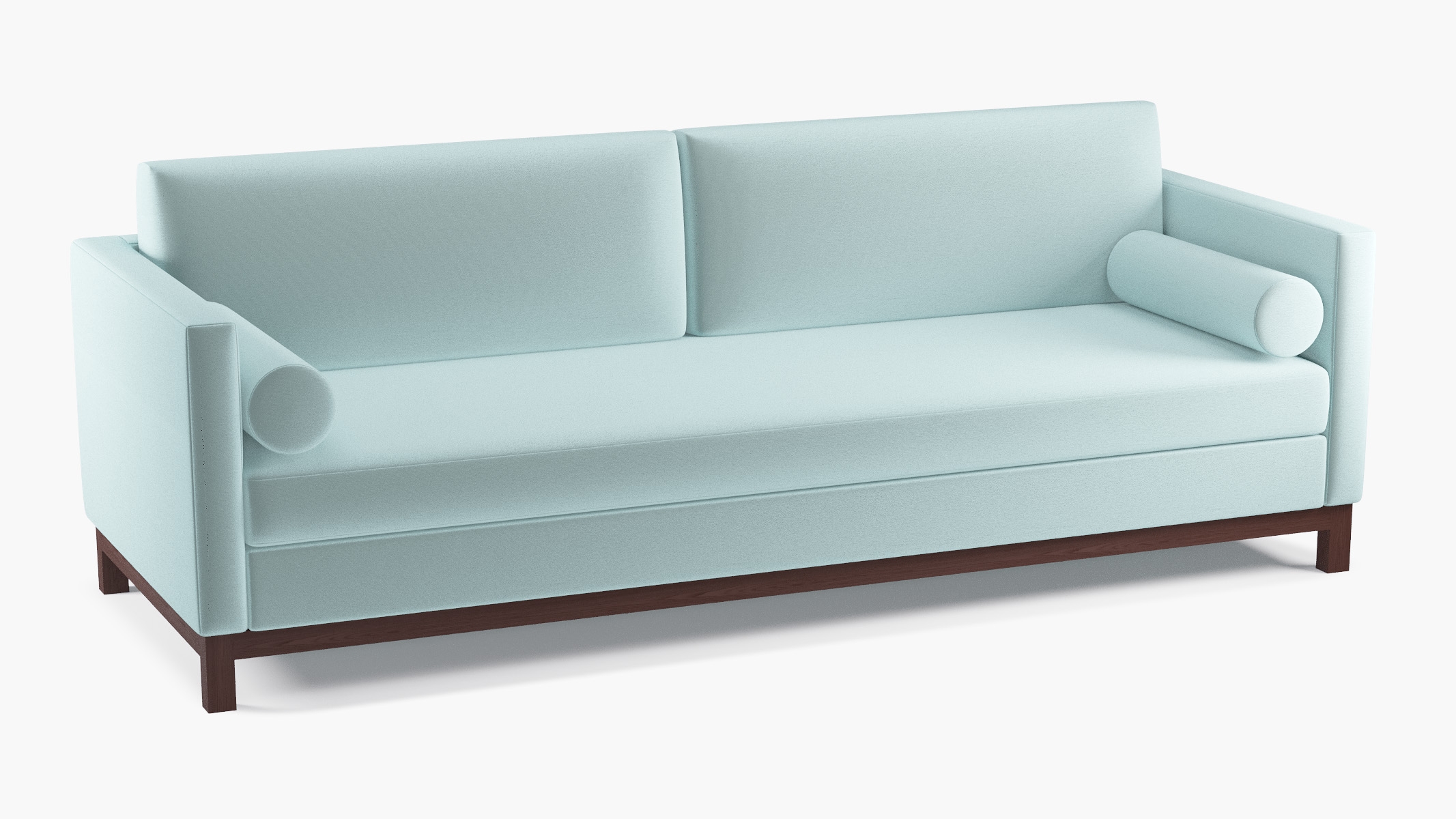Tailored Tuxedo Sofa, Spa Performance Plush Velvet, Espresso Wood Rail - Image 1