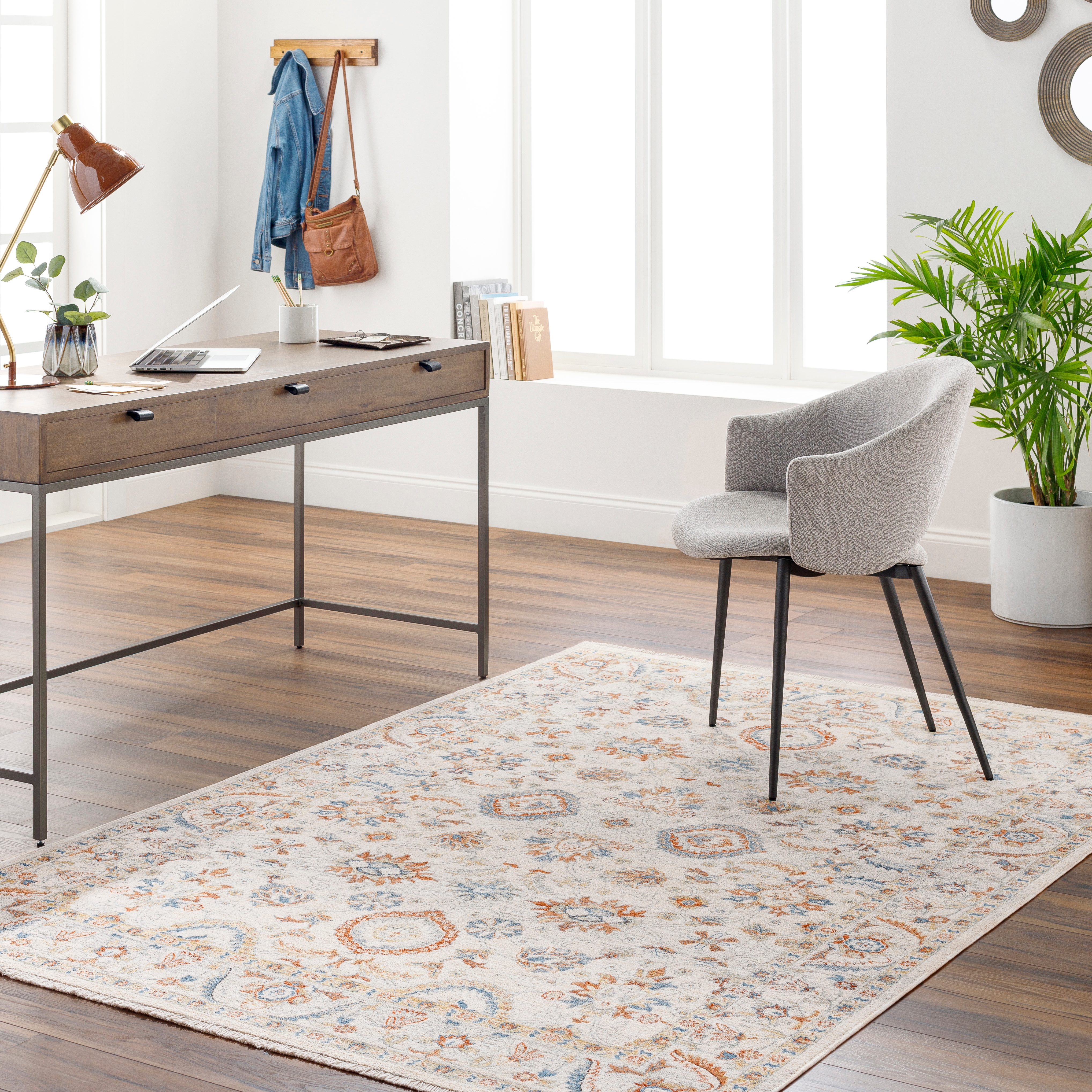 Chicago Beige Indoor 7'10" x 7'10" Machine Woven Rug - Image 1