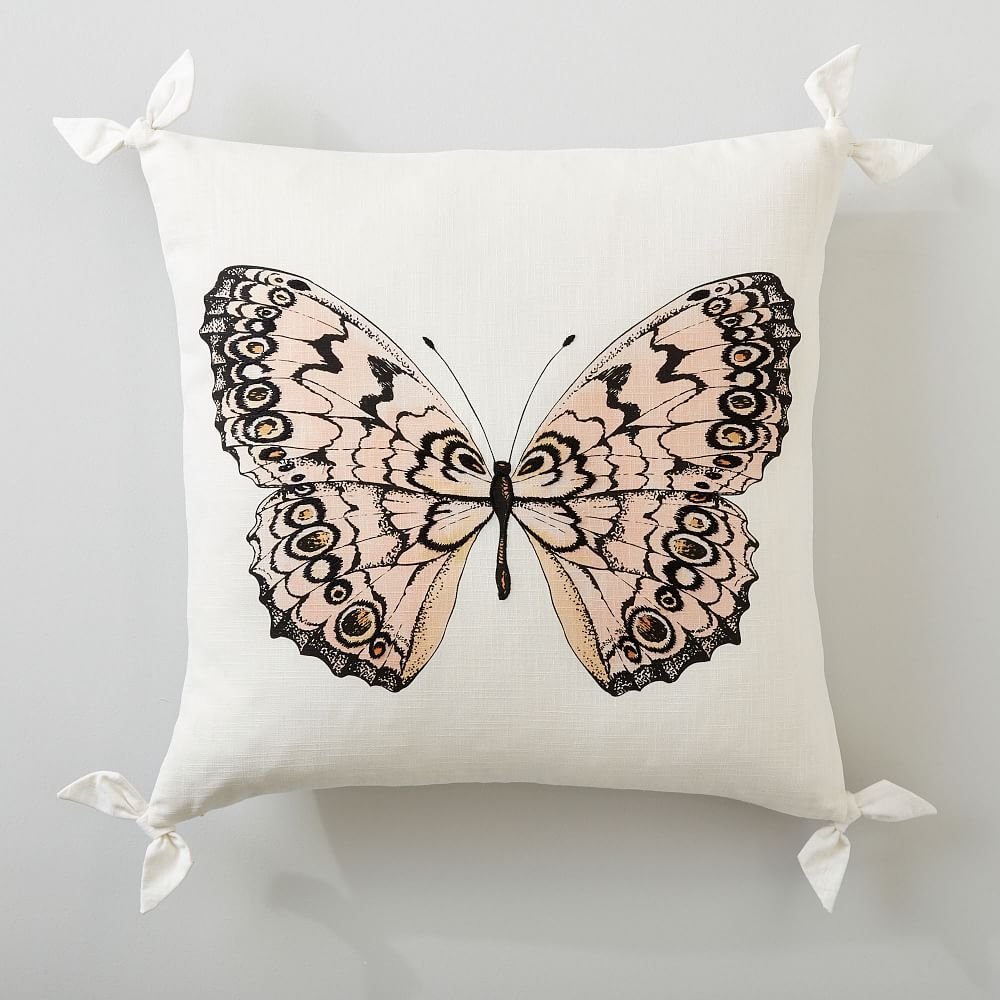 Emily & Meritt Antique Butterfly Pillow, 18x18, Ivory Multi - Image 0