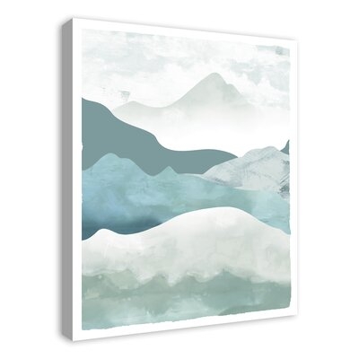 'Abstract Cool Toned Mountians Landscape' - Wrapped Canvas Painting Print - Image 0