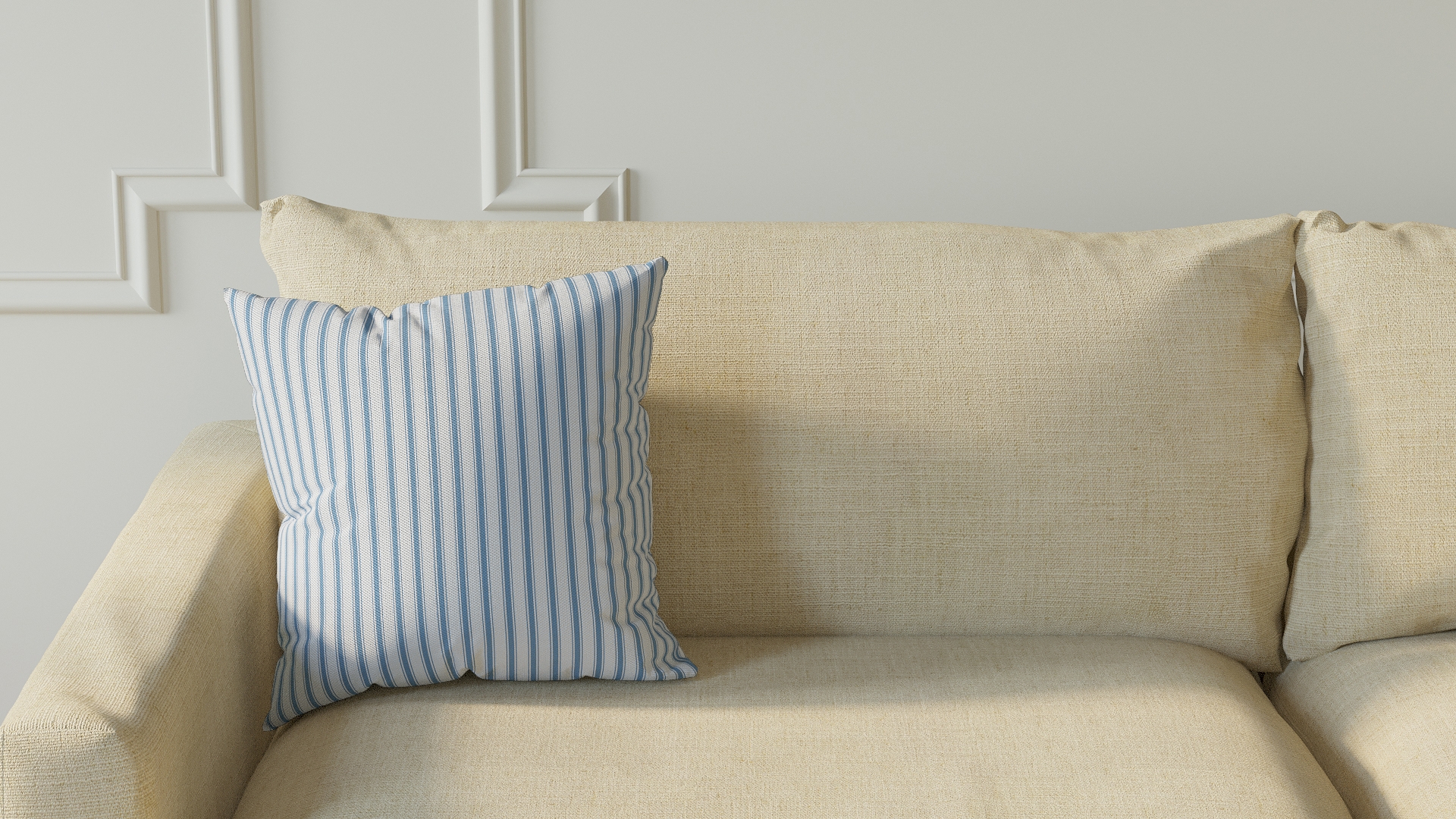 Throw Pillow 16", Cornflower Classic Ticking Stripe, 16" x 16" - Image 2