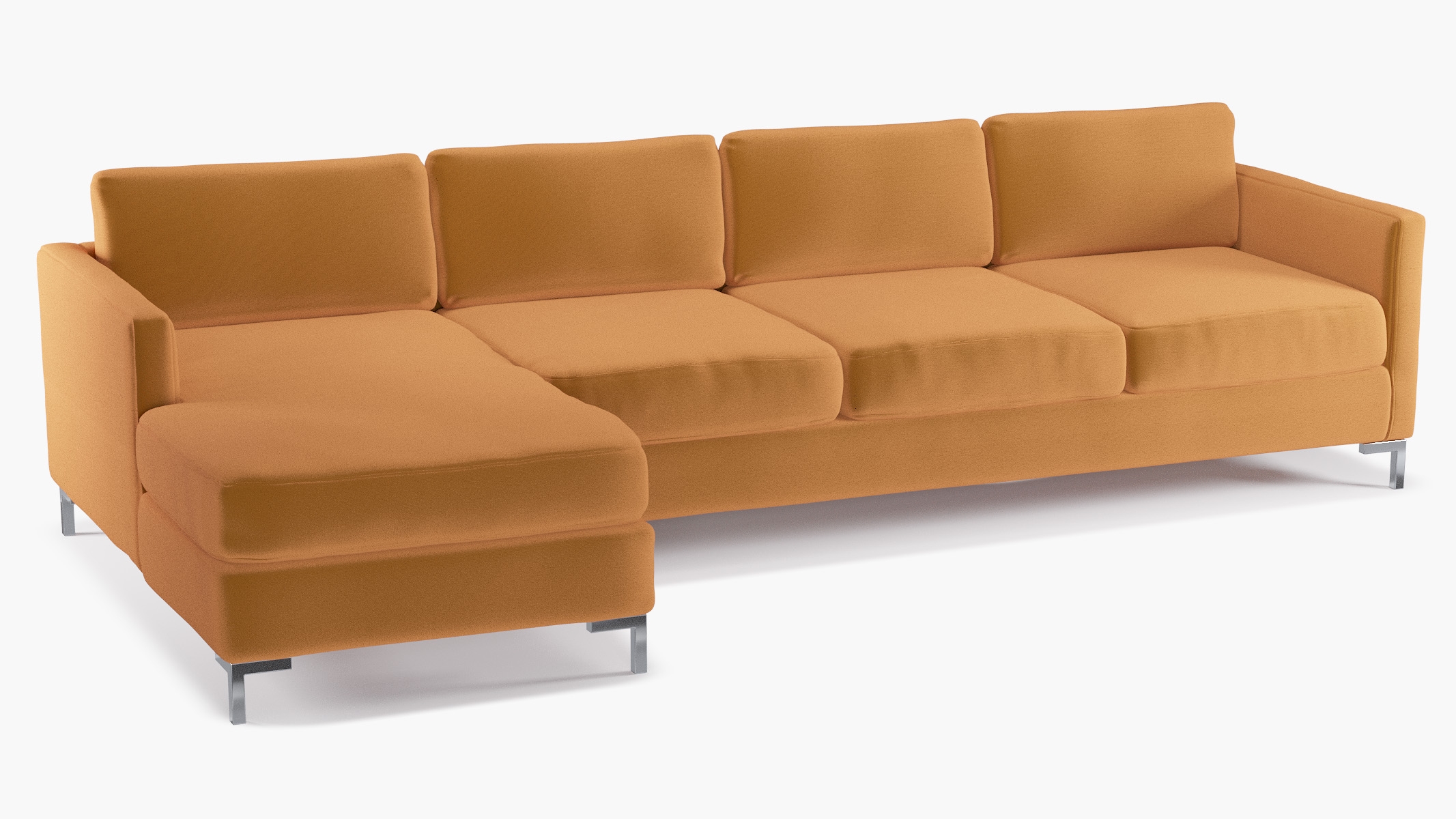Modern Sectional, Left Facing, Marigold Performance Velvet, Chrome L Leg - Image 1