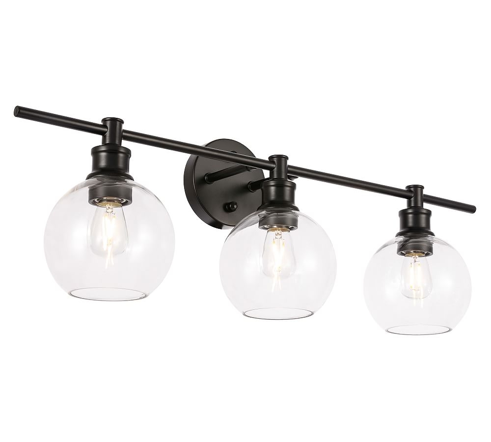Collem Triple Sconce, 28.1", Black and Clear Glass - Image 0