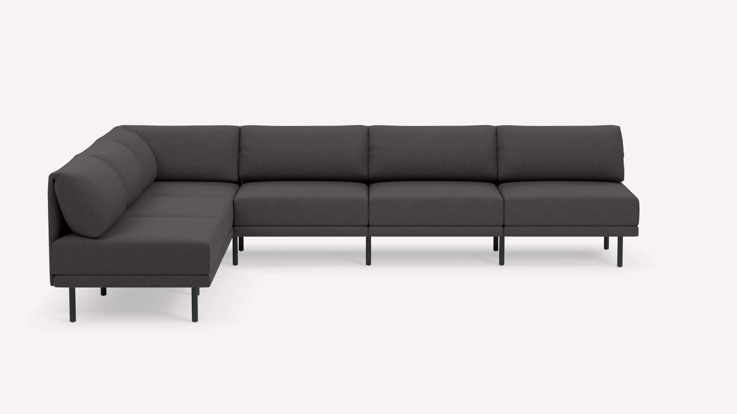 Range 6-Piece Open Sectional - Moss Green - Performance Flatweave / Black - Metal - Image 5