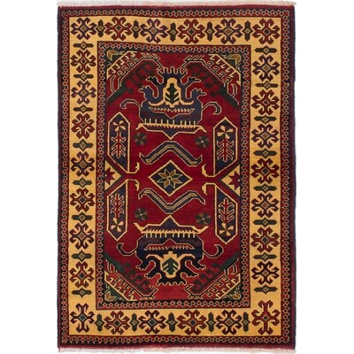 One-of-a-Kind Kalen Hand-Knotted 2010s Kargahi Red/Beige 4' x 5'9" Wool Area Rug - Image 0