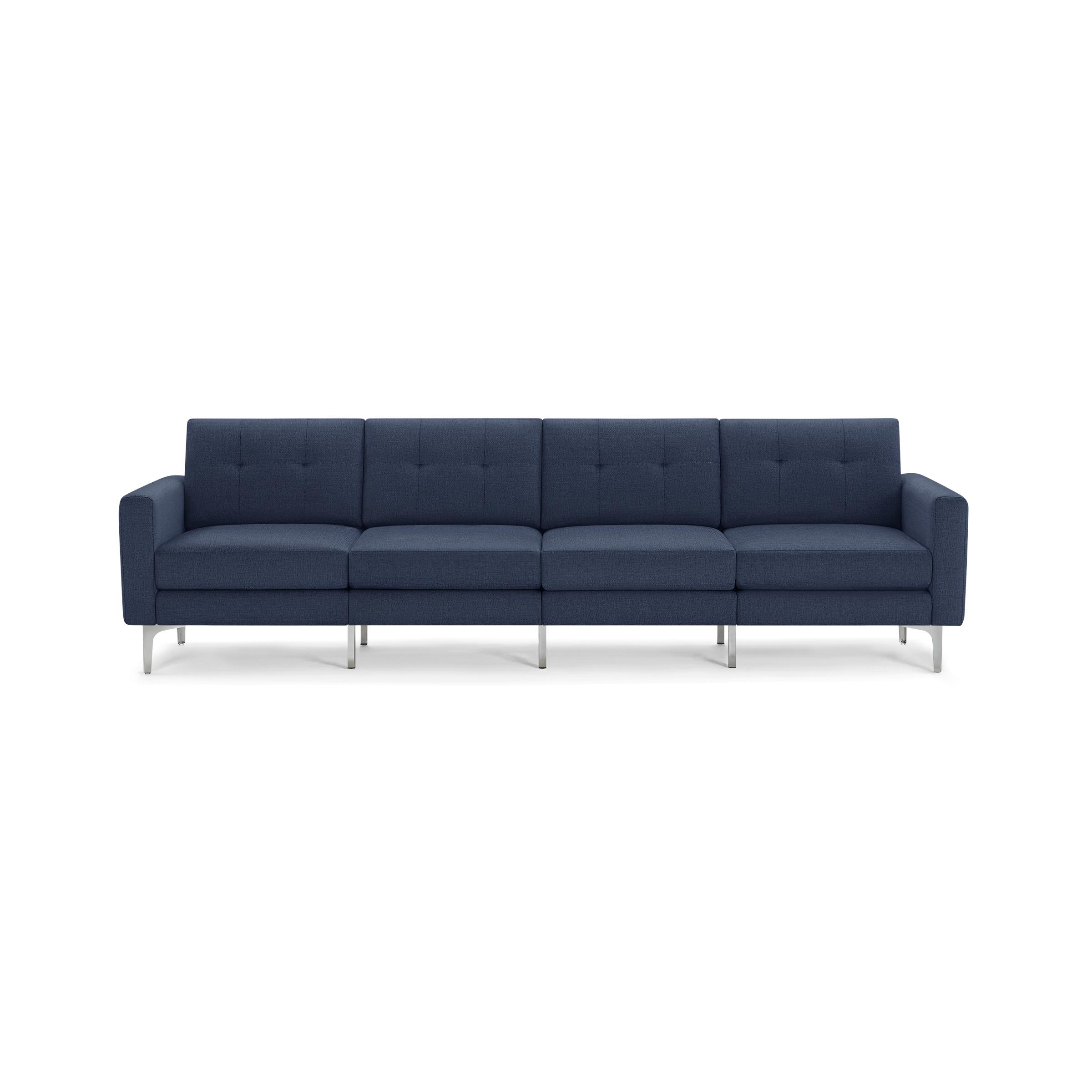 Nomad King Sofa - Navy Blue - Performance Basketweave / Chrome - Metal / Block - Image 0