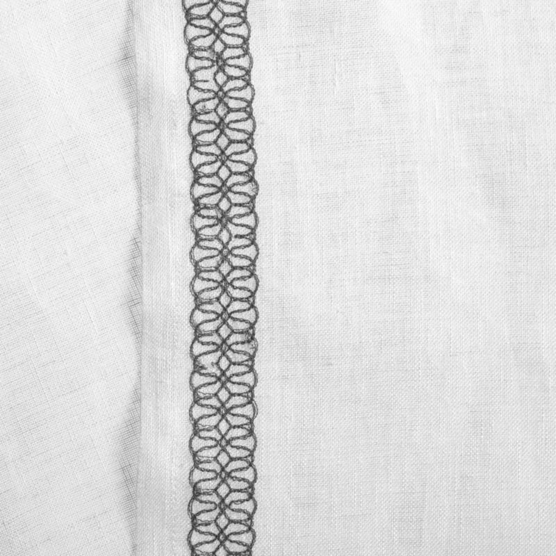 Bordered White Sheer Linen Curtain Panel 52"x84" - Image 3