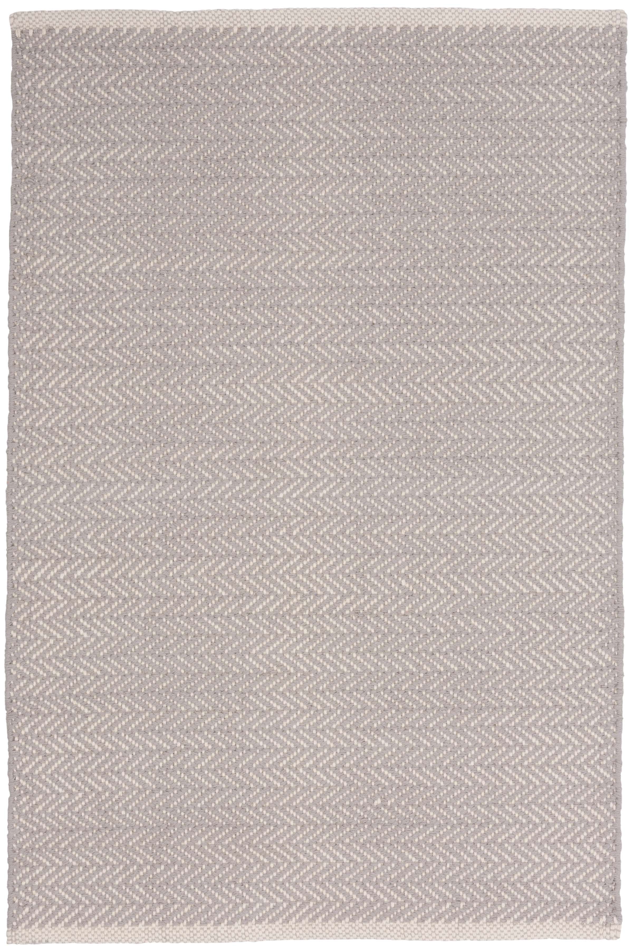 Herringbone Dove Grey Handwoven Cotton Rug - Image 0