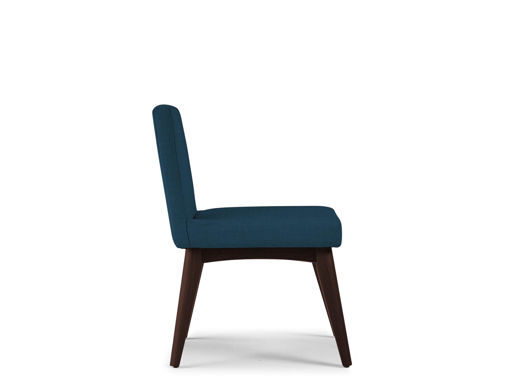Blue Spencer Mid Century Modern Dining Chair - Key Largo Zenith Teal - Walnut - Image 2