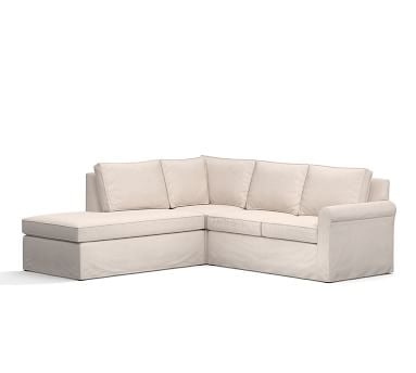 Cameron Roll Arm Slipcovered Right 3-Piece Bumper Sectional, Polyester Wrapped Cushions, Park Weave Ash - Image 2