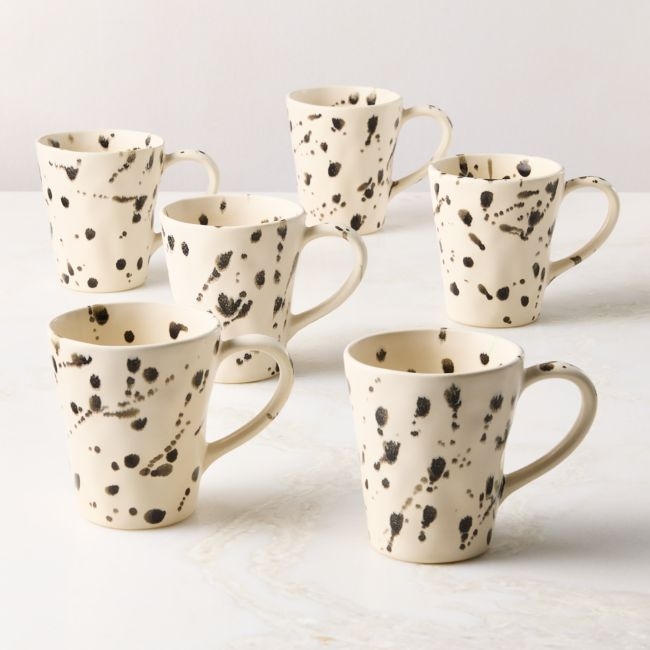 Harper Black and White Splatter Mugs Set of 6 - Image 0