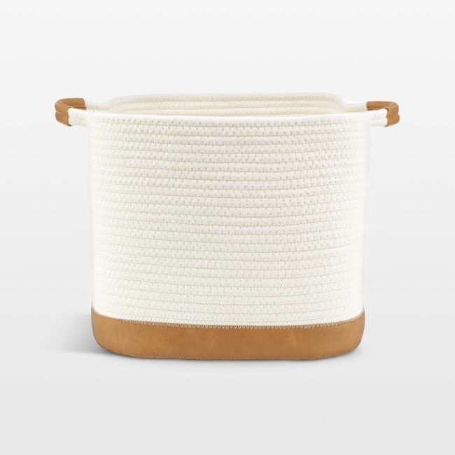 NeatMethod Vegan Bone White Leather Rope Storage Bin - Image 0
