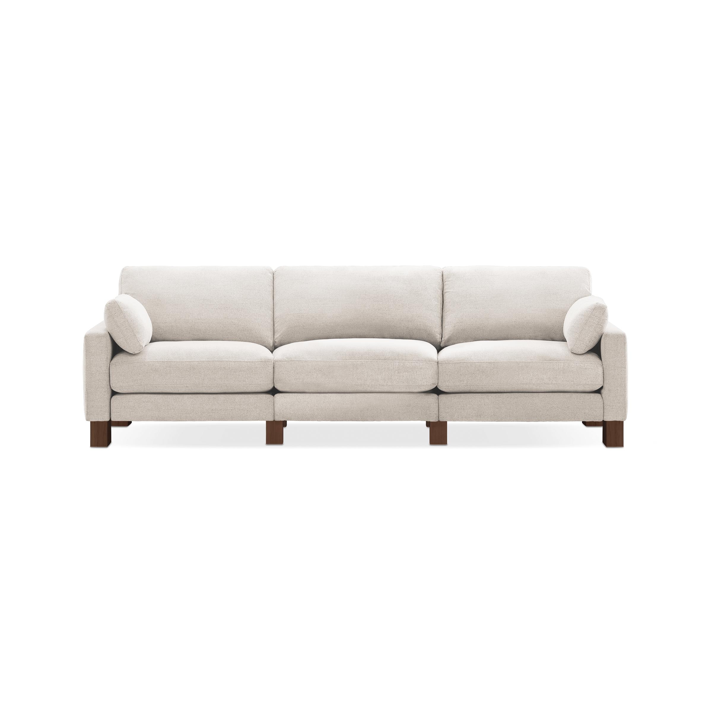 Union 3-Seat Sofa - Ivory - Performance Chenille / Walnut - Wood / Square Leg - Image 0