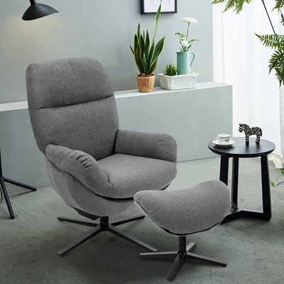 Brayden Studio® Modern Swivel Rocking Chair & Ottoman Set W/aluminum Alloy Base Grey - Image 0