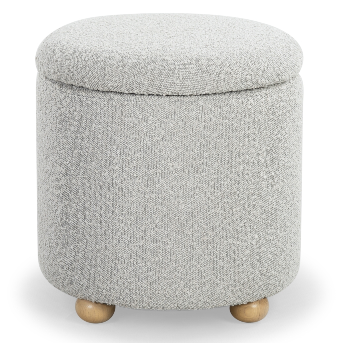 Becka Round Boucle Storage Ottoman  - Grey / Natural - Safavieh - Image 0