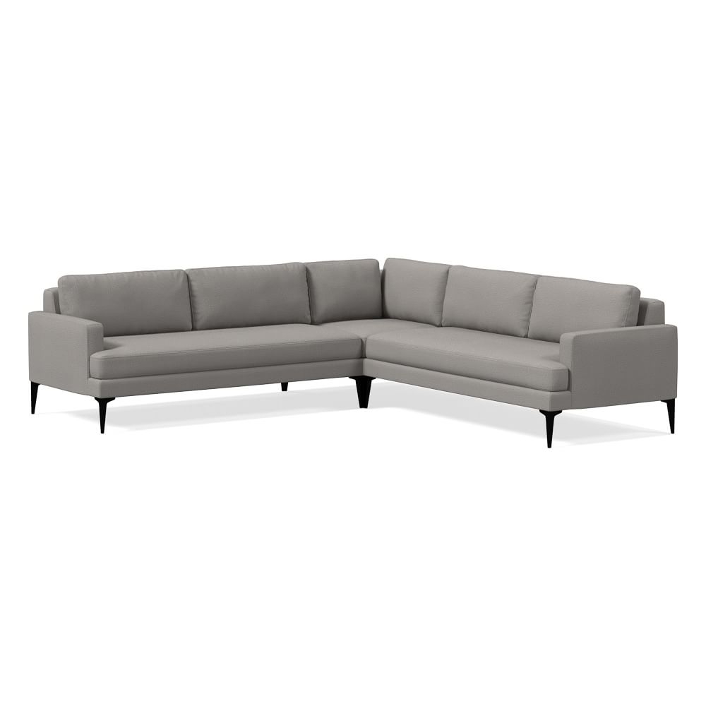Andes 101" Multi Seat 3-Piece L-Shaped Sectional, Petite Depth, Yarn Dyed Linen Weave, Pearl Gray, Dark Pewter - Image 0