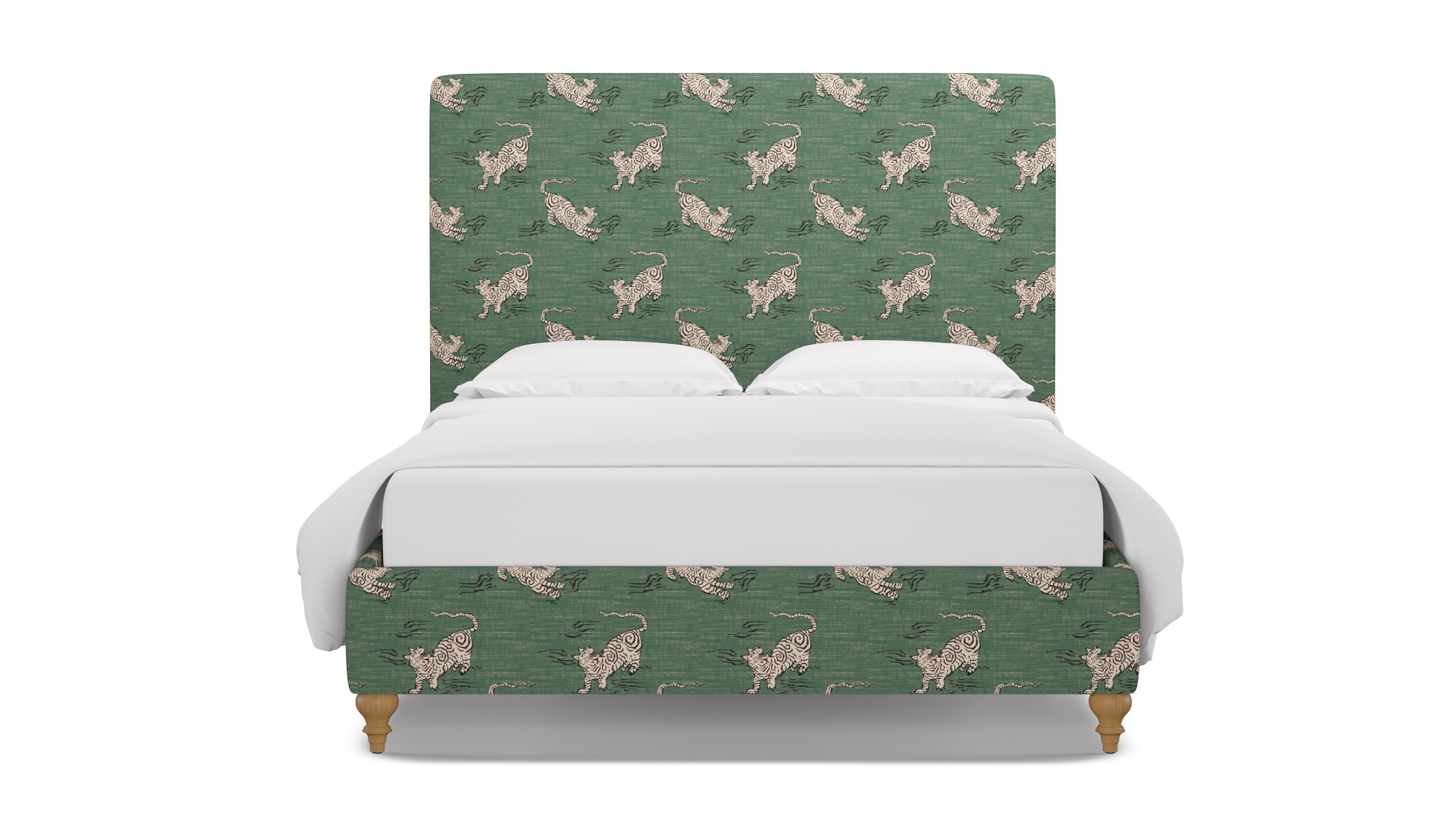 Classic Bed, Emerald Tigresse, Natural Traditional Turned Leg, Queen - Image 0