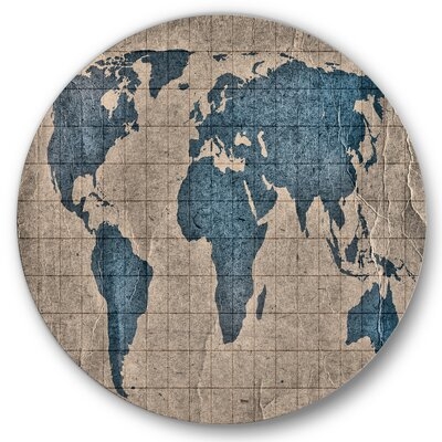 Ancient Map Of The World I - Rustic Metal Circle Wall Art - Image 0
