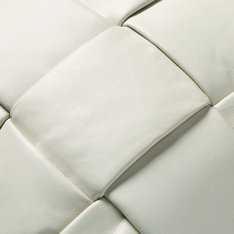 Jabas Warm White Woven Leather Throw Pillow Cover 20"x20" - Image 2