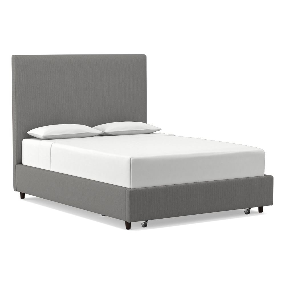 Tall Contemporary Storage Bed, Full, Performance Washed Canvas Storm Gray - Image 0