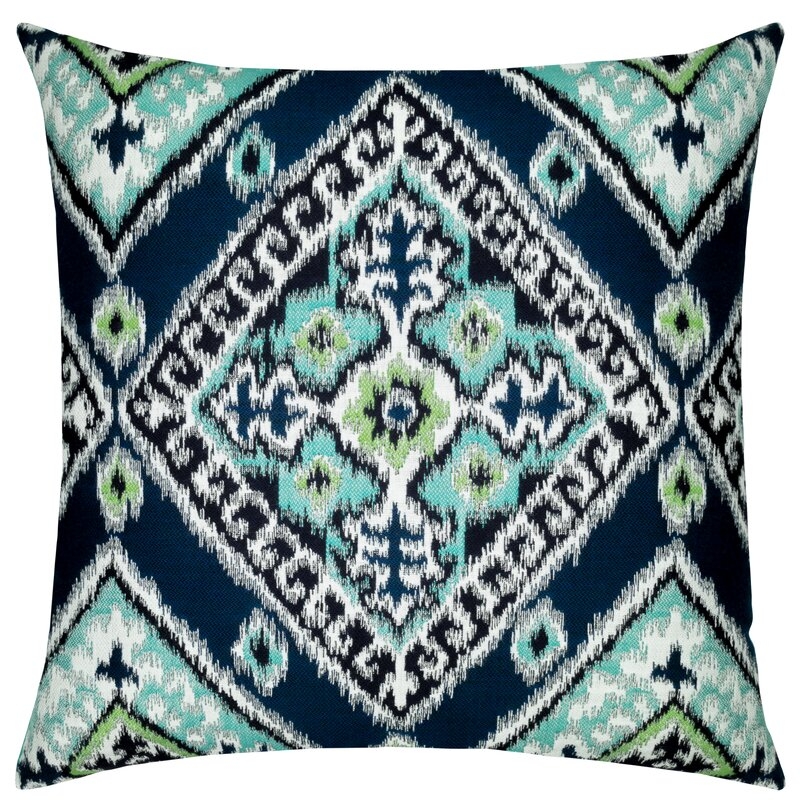 Elaine Smith Ikat Diamond Outdoor Square Sunbrella® Pillow Cover & Insert - Image 0