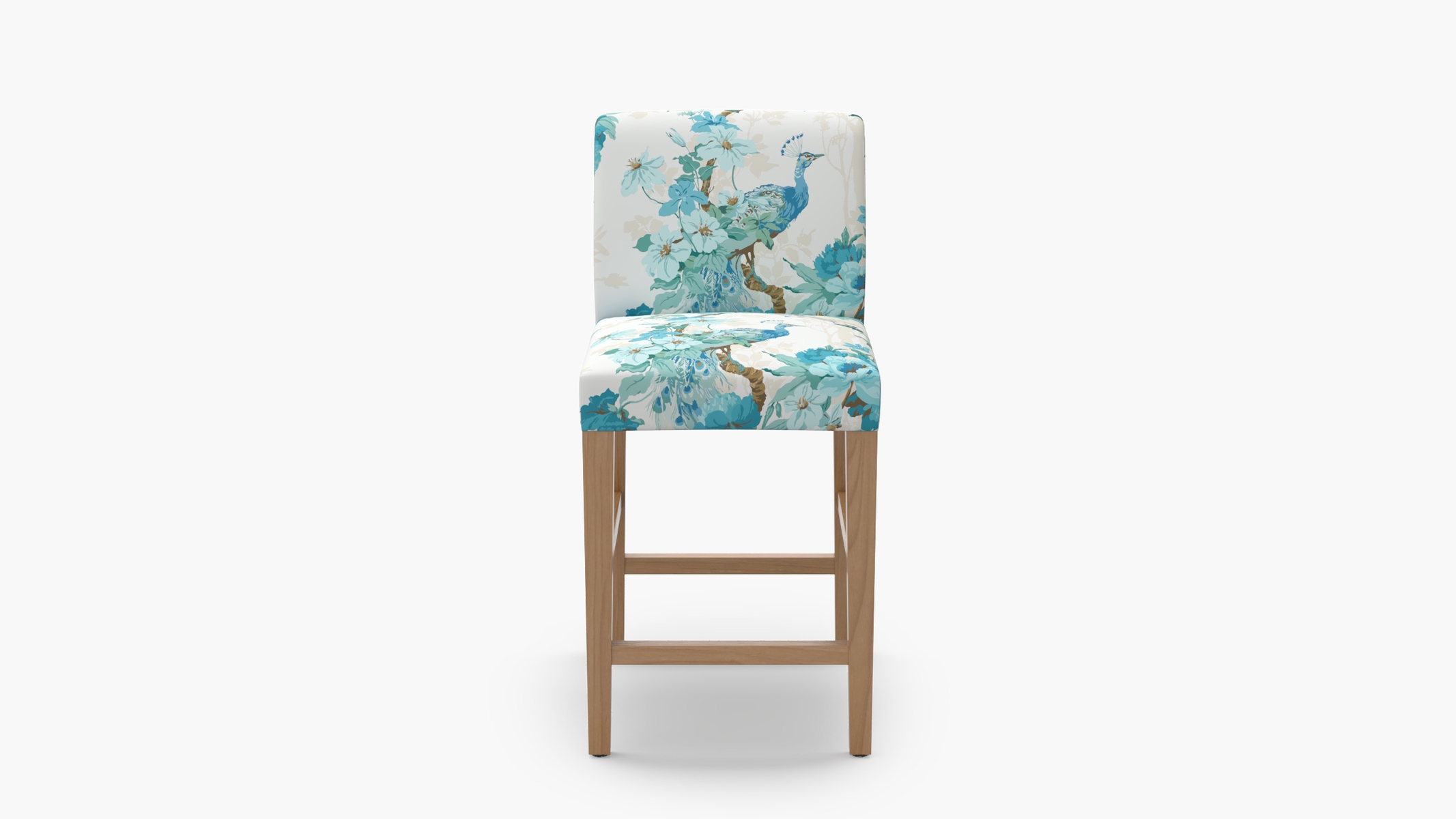 Signature Dining Counter Stool, Turquoise Peacock Park, Natural Square Tapered Leg - Image 0