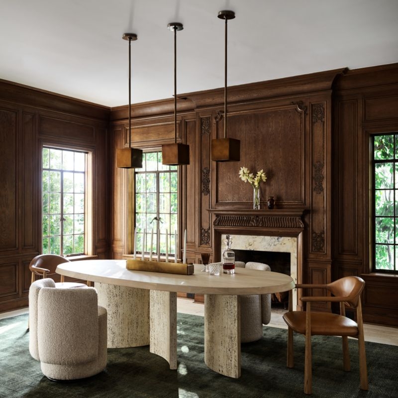 Liner Travertine and Brass Candelabra by Brigette Romanek - Image 1