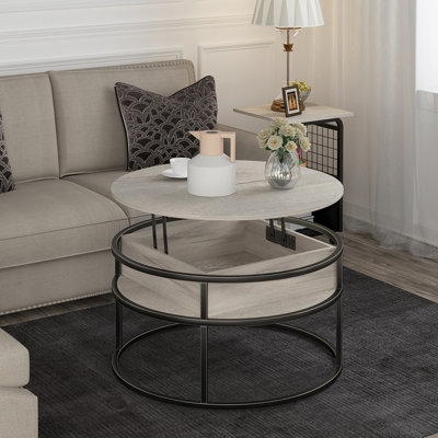 Rothwell Lift Top Extendable Round Frame Coffee Table with Storage - Image 0