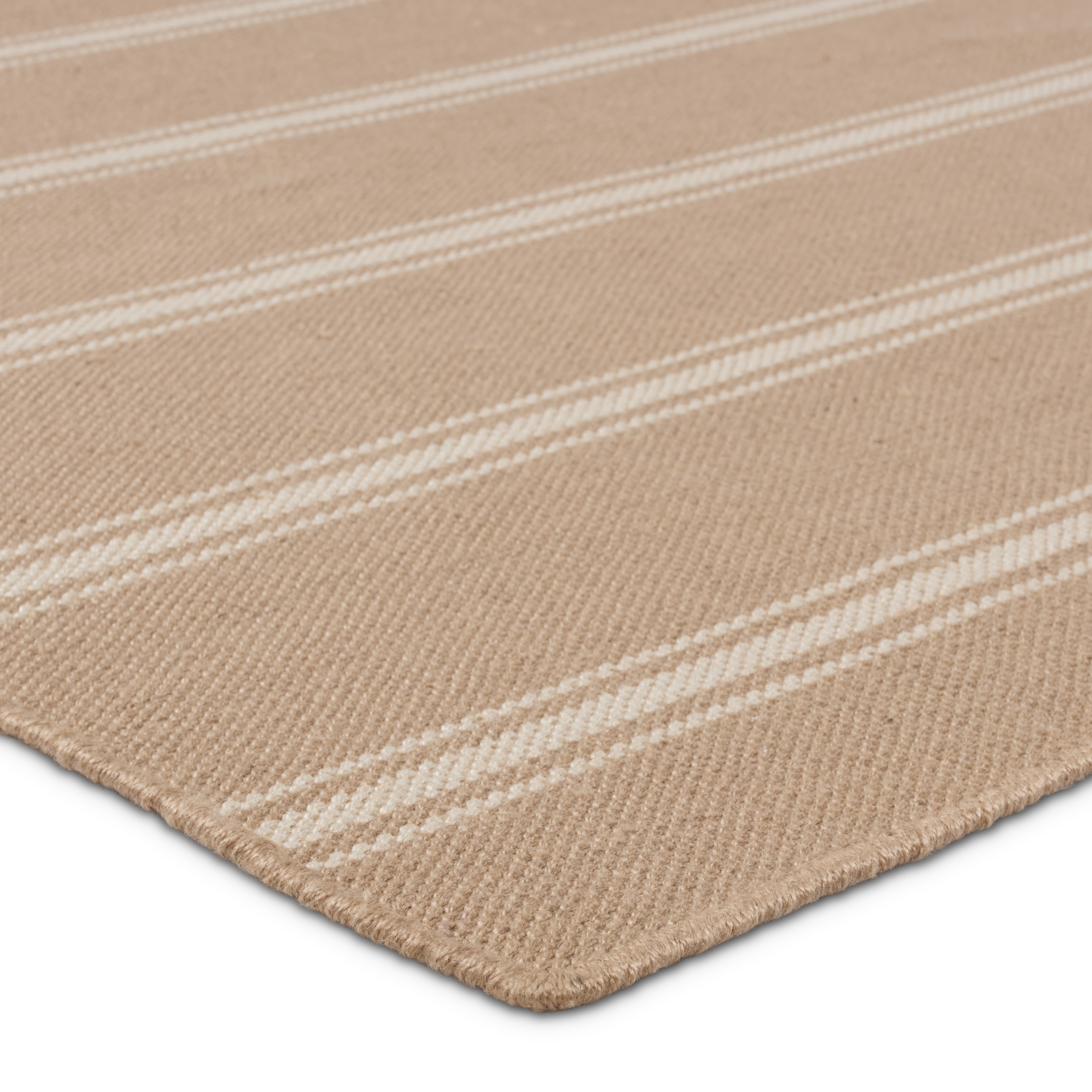 Barclay Butera by Memento Handmade Indoor/Outdoor Striped Beige/ Ivory Area Rug (18"X18") - Image 1