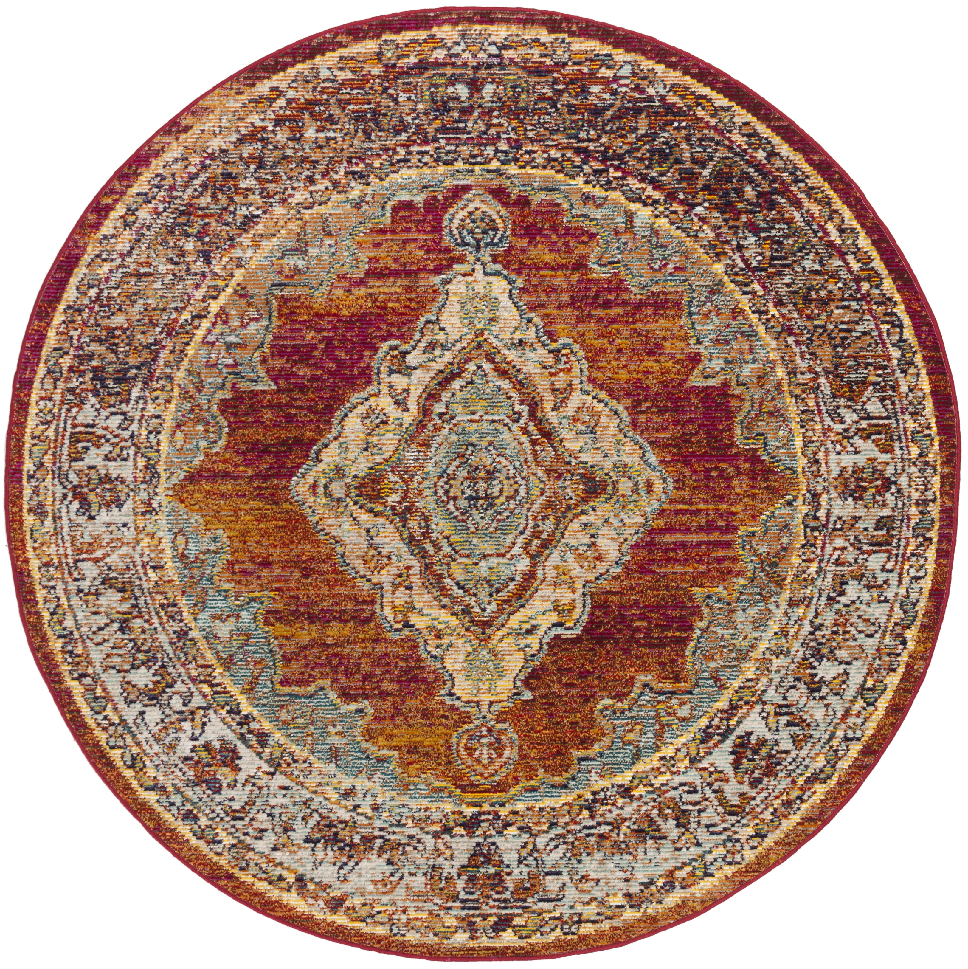 Arlo Home Woven Area Rug, CRS500A, Orange/Light Blue,  5' X 5' Round - Image 0