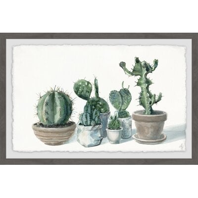 'Potted Succulents II' Framed Watercolor Painting Print - Image 0