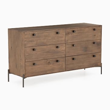 Iron & Wood 59.5" 6-Drawer Dresser, Auburn Poplar - Image 1